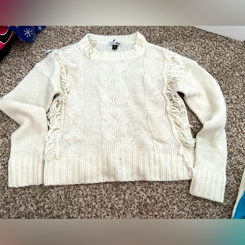 Cream sweater from Fashion Nova